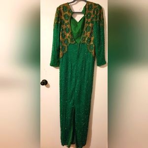 Silk Beaded Evening Gown